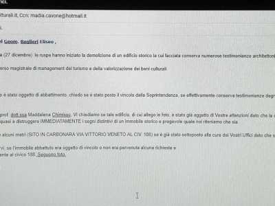 Il 27 dicembre lo studente barese Giacomo Panunzio ha inoltrato una richiesta agli uffici della Soprintendenza chiedendo chiarimenti in merito alla vicenda